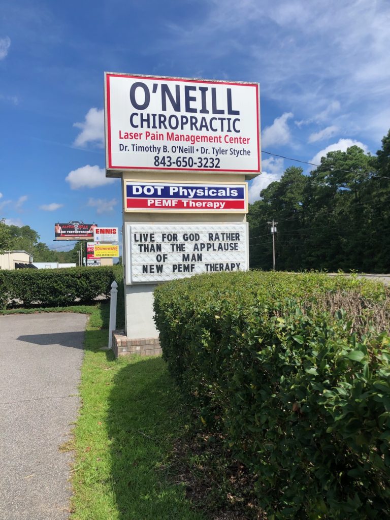 O'Neill Chiropractic Sign in front of building